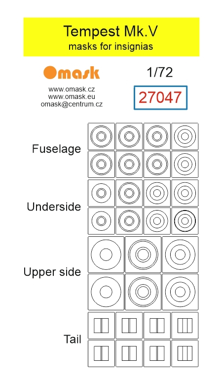 27047 1/72 Tempest Mk.V RAF masks for insignias