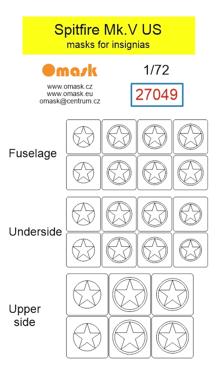 27049 1/72 Spitfire Mk.V US masks for insignias