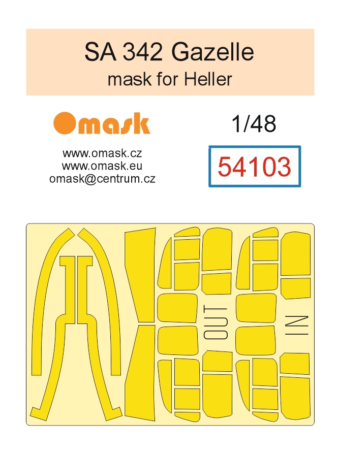 54103 1/48 SA 342 Gazelle mask (for Heller)