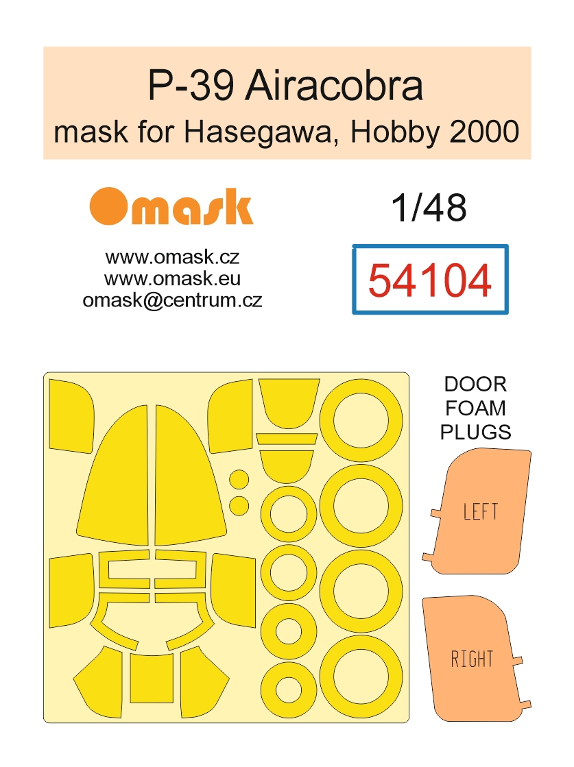 54104 1/48 P-39 Airacobra mask (for Hasegawa, Hobby 2000)