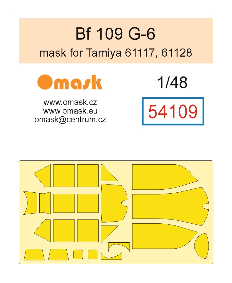 54109 1/48 Bf 109 G-6 mask (for Tamiya 61117, 61128)