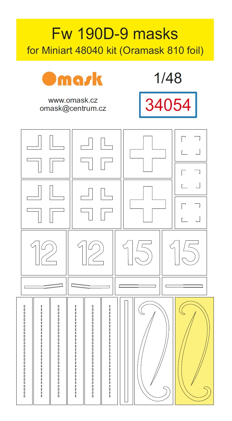 34054 1/48 Fw 190D-9 mask (for Miniart 48040)