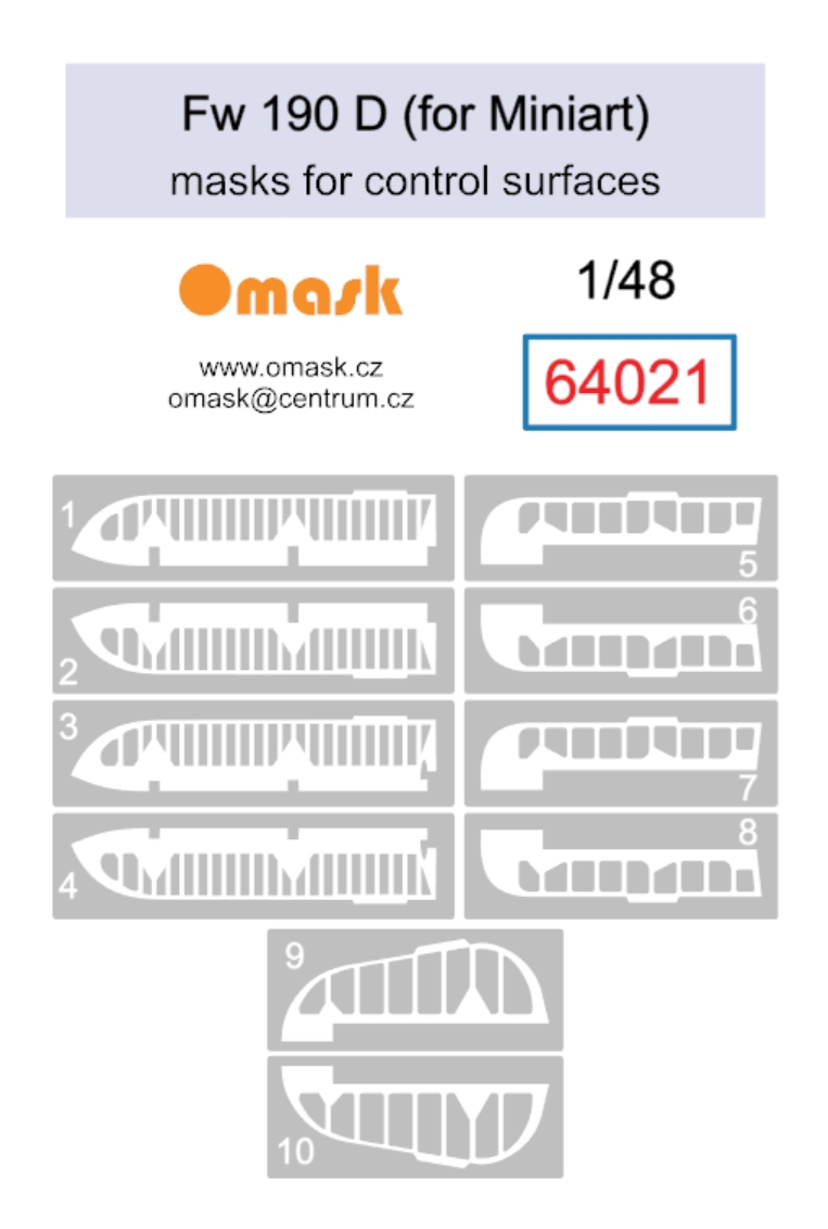64021 1/48 Fw 190D masks for control surfaces (for Miniart)