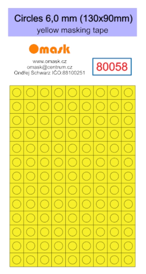 80058 Circles 6,0 mm (130x90mm) yellow masking tape