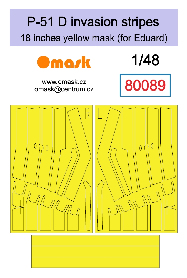 80089 1/48 P-51 D invasion stripes 18 inches - yellow mask (for Eduard)