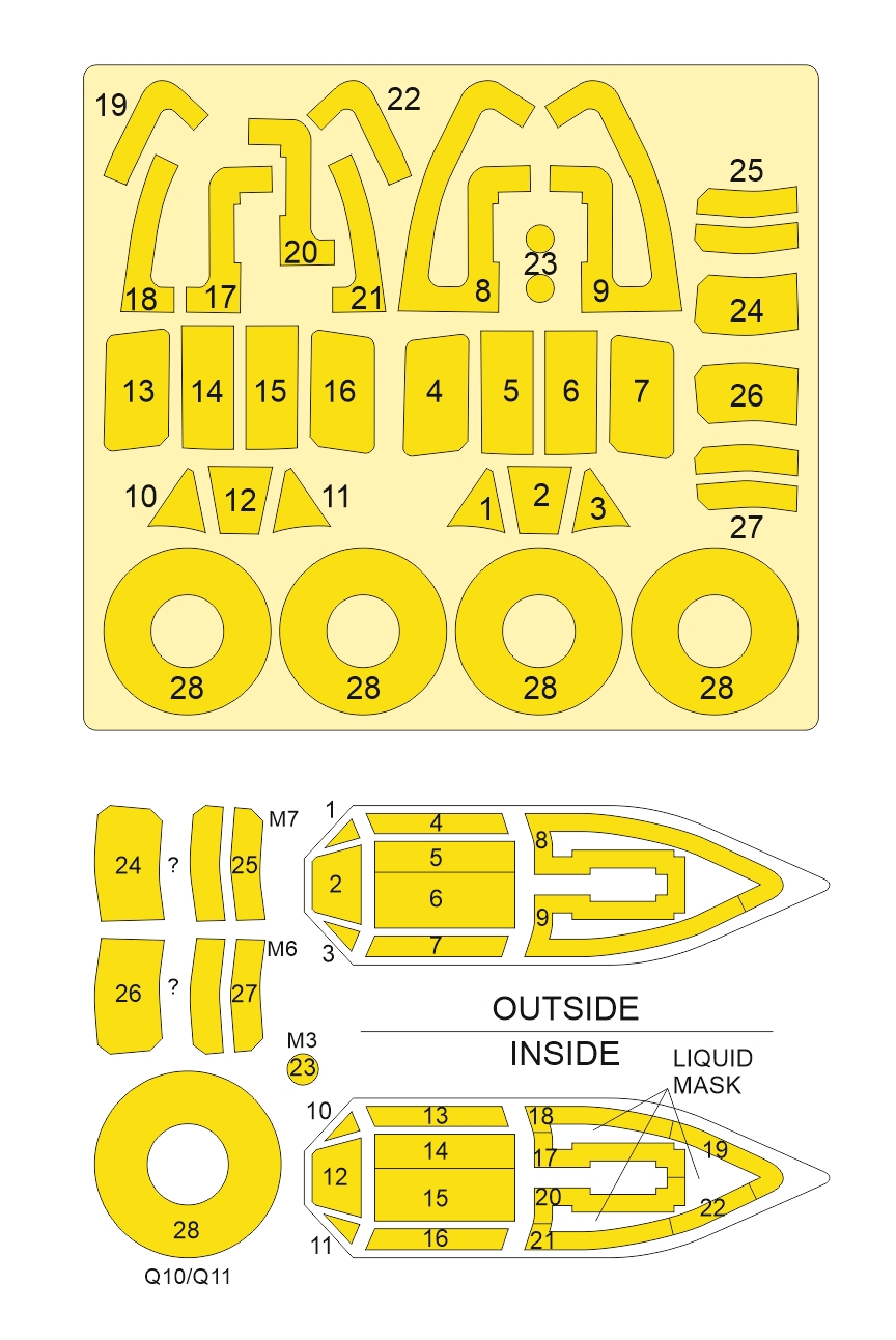 54092 1/48 Hawker Typhoon Mk.I Car Door double sided mask (for Hasegawa / Hobby 2000)