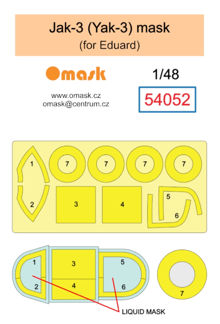 54052 1/48 Jak-3 (Yak-3) mask (for Eduard)