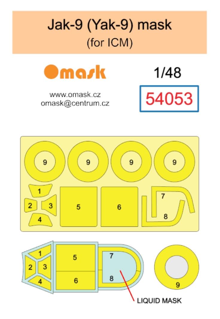 54053 1/48 Jak-9 (Yak-9) mask (for ICM)