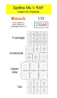 23046 1/32 Spitfire Mk.V RAF masks for insignias