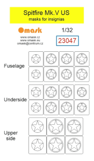 23047 1/32 Spitfire Mk.V US masks for insignias