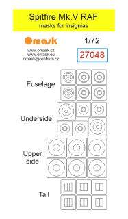 27048 1/72 Spitfire Mk.V RAF masks for insignias