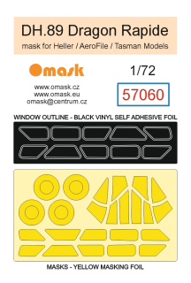 57060 1/72 DH.89 Dragon Rapide mask (for Heller / AeroFile / Tasman Models)