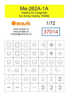 37014 1/72 Me-262A-1A masks for insignias (for Arma Hobby 70083)