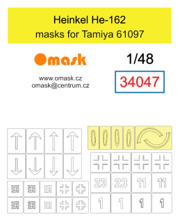 34047 1/48 Heinkel He-162 masks (for Miniart 48009)