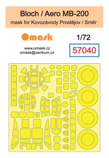 57040 1/72 Bloch / Aero MB-200 mask (for Kovozávody Prostějov / Směr)